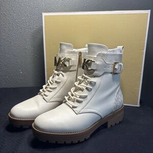 Michael Kors White Combat Boots Size 5.5m